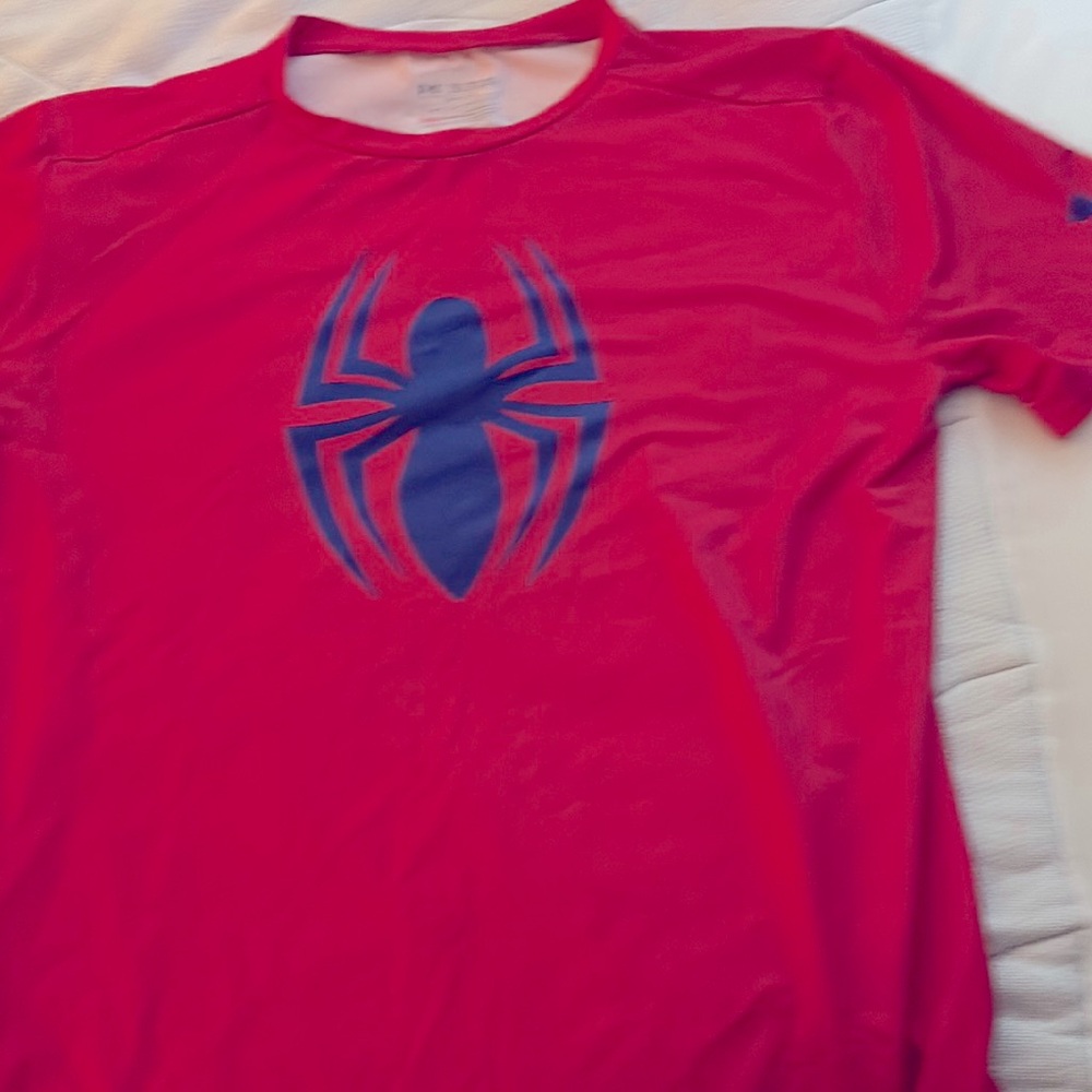 Under Armour Red and Blue Spider Logo Tee